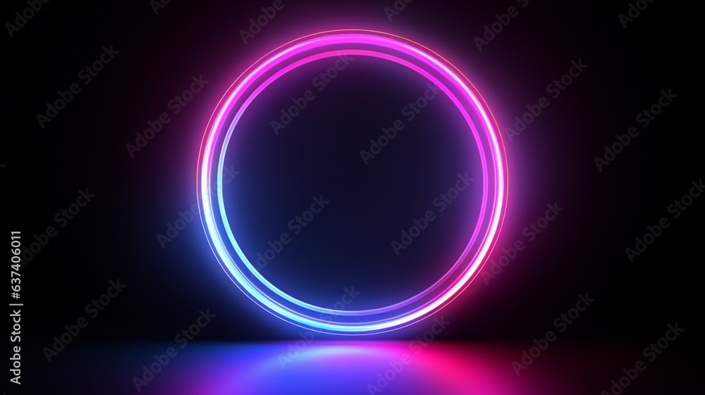 neon circle on a dark background - generative AI neon circle on a dark background - generative AI