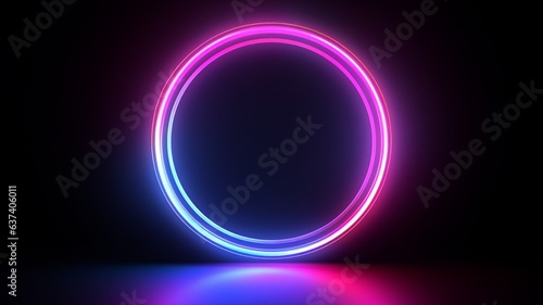 neon circle on a dark background - generative AI