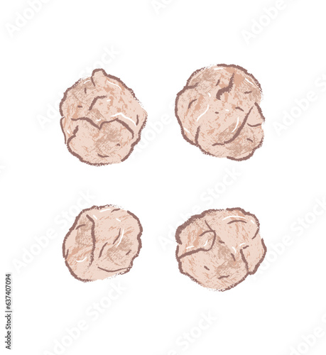 A group of Taiwanese Meatball in food ingredients illustration