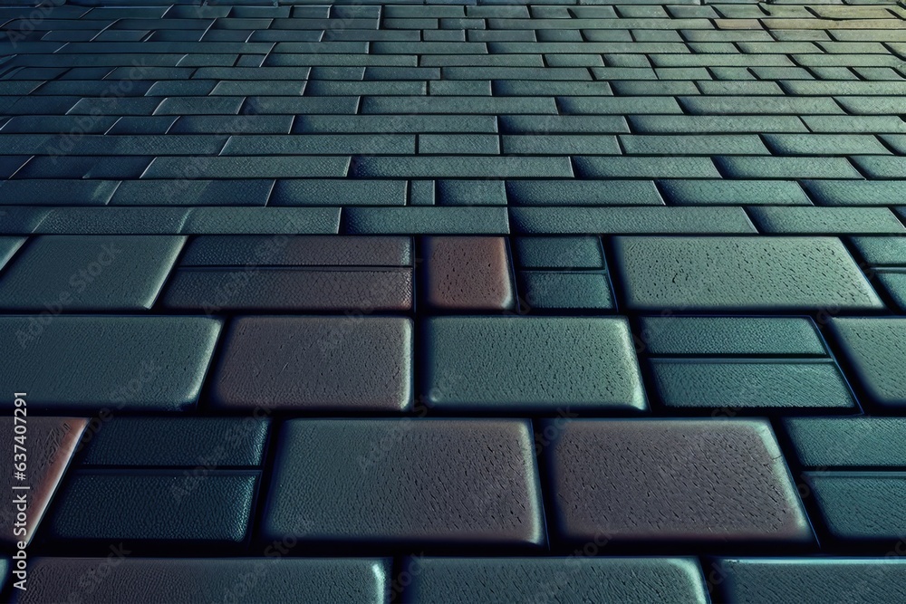 Brick road with a stop sign on the side Generative AI Brick road with a stop sign on the side Generative AI
