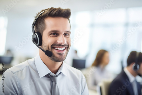 male telephone support service worker