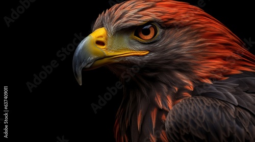 close up portrait of a eagle with golden background, isolated Generative AI, AI Generated