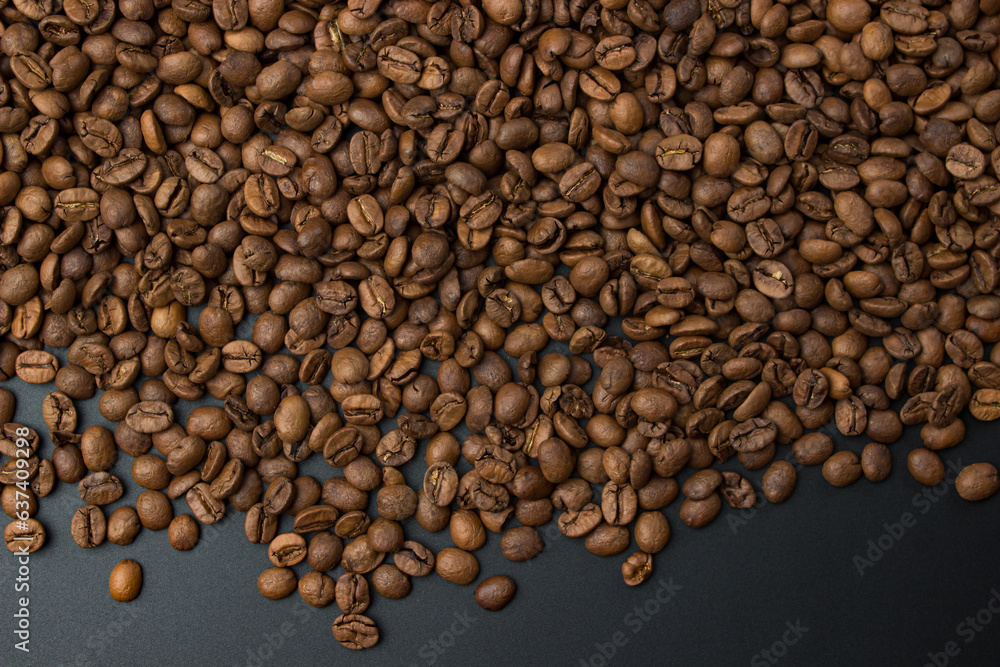 Coffee beans on black background with copy space Coffee beans on black background with copy space
