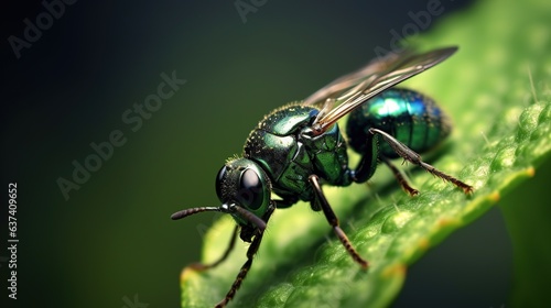 green fly on a leaf Generative AI, AI Generated © therealnodeshaper