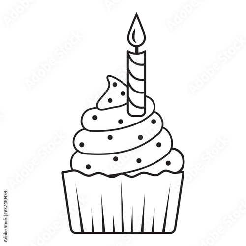 Birthday cake with a candle. Christmas or Easter muffin, cupcake for the anniversary.