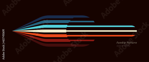 Simple abstract 1980's background design in futuristic retro style with colorful lines. Vector illustration.