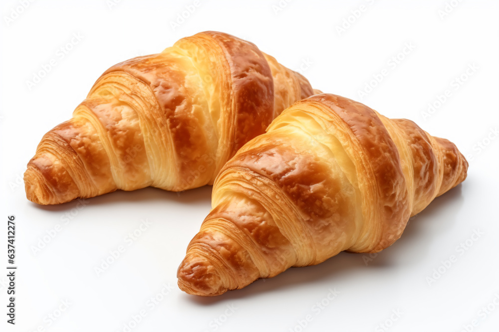 two croissants are sitting on a white surface
