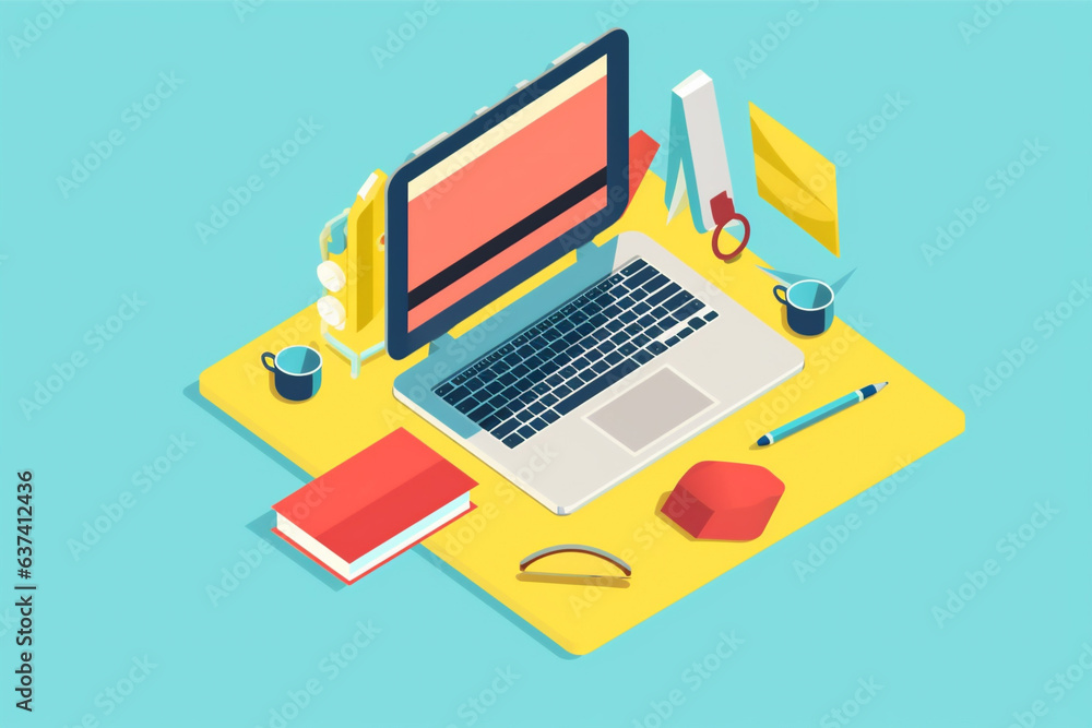 design computer business equipment colours gadget desktop web technology laptop background. Generative AI. design computer business equipment colours gadget desktop web technology laptop background. Generative AI.