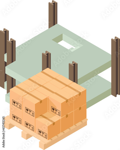 Construction concept icon isometric vector. New building frame and wood pallet. Building site, reconstruction