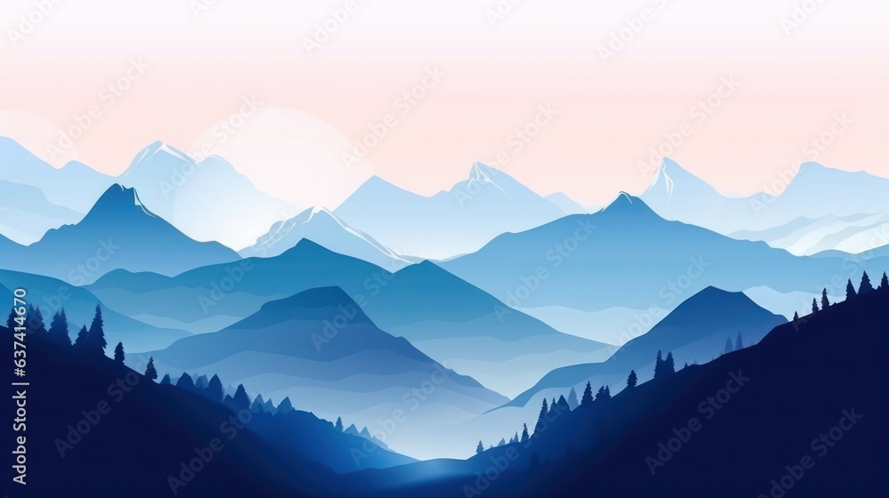blue gradient mountains landscape background