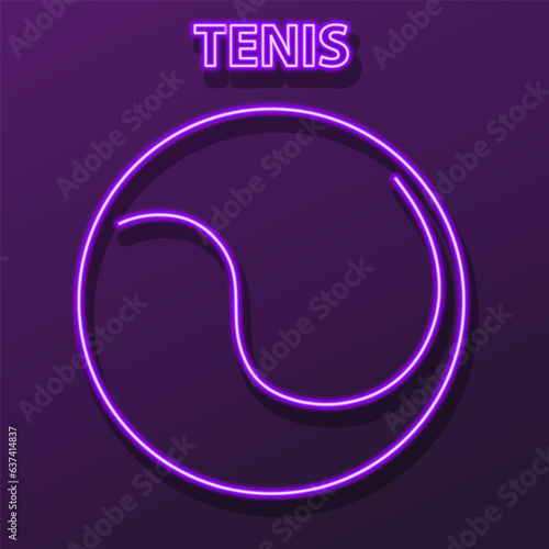 tennis neon sign, modern glowing banner design, colorful modern design trend on black background. Vector illustration.