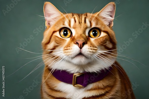 Portrait of a surprised cat, closeup. isolated on transparent background