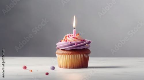 Birthday cupcake with clean background
