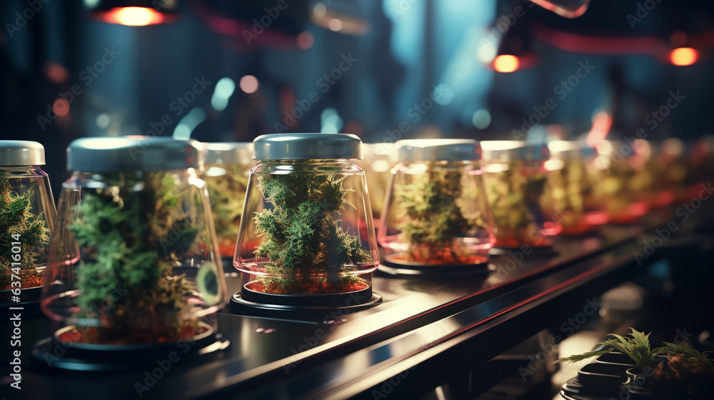 Cannabis buds. Marijuana analysis in laboratory
