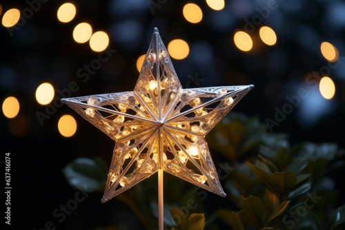 Decorative Christmas star. Merry christmas and happy new year concept.