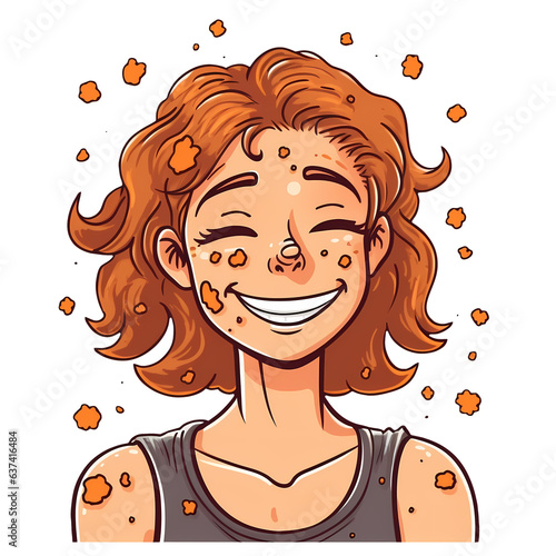 Cute Girl Face Full Of Acne Clipart Illustration