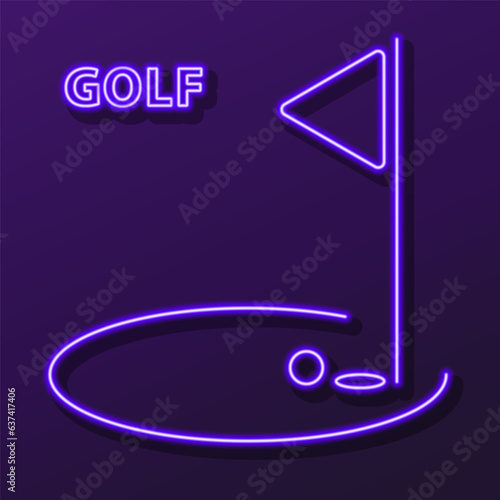 golf neon sign, modern glowing banner design, colorful modern design trend on black background. Vector illustration.