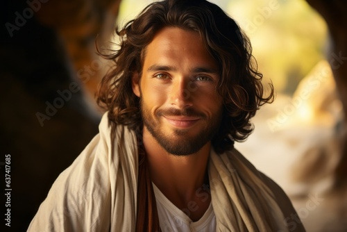 Portrait of Jesus Christ with copy space for text