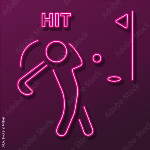 golf neon sign, modern glowing banner design, colorful modern design trend on black background. Vector illustration.