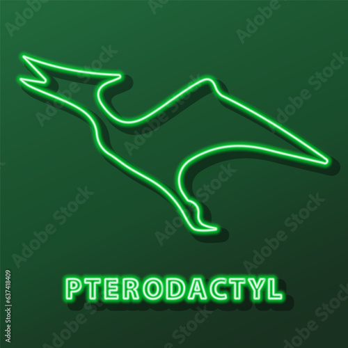 pterodactyl neon sign, modern glowing banner design, colorful modern design trend on black background. Vector illustration.
