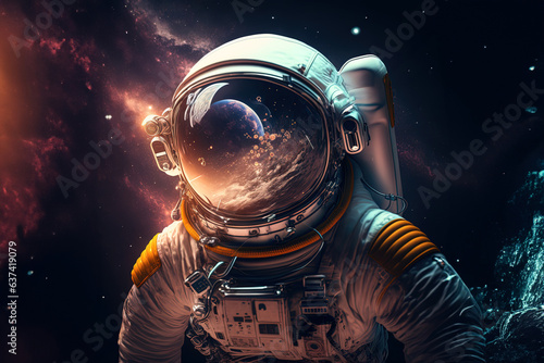 Astronaut Spaceman do Spacewalk while Working in Outer Space © Magenta Dream