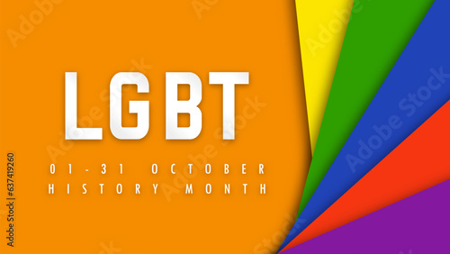 Design LGBTQ HISTORY MONTH. Paper cut. LGBT colors. Minority problem. PRIDE parade. Coexistence harmony and multicultural community integration. Vector illustration