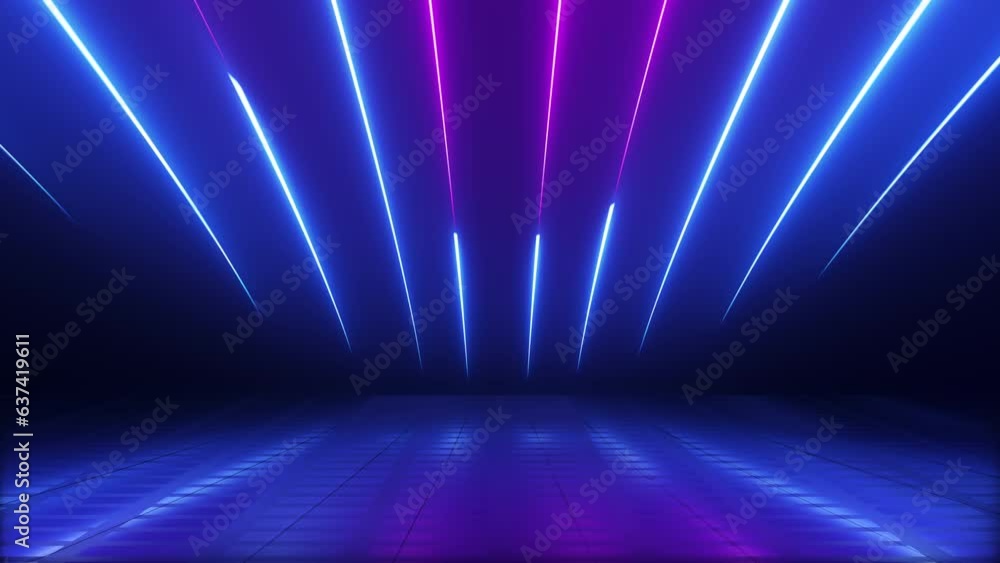 Neon blue pink laser rays motion technology background seamless looping animation