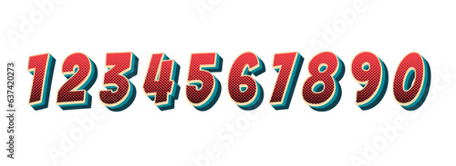 Classic Retro Cartoon 50s 60s Poster Text Vector Numbers Transparent Background