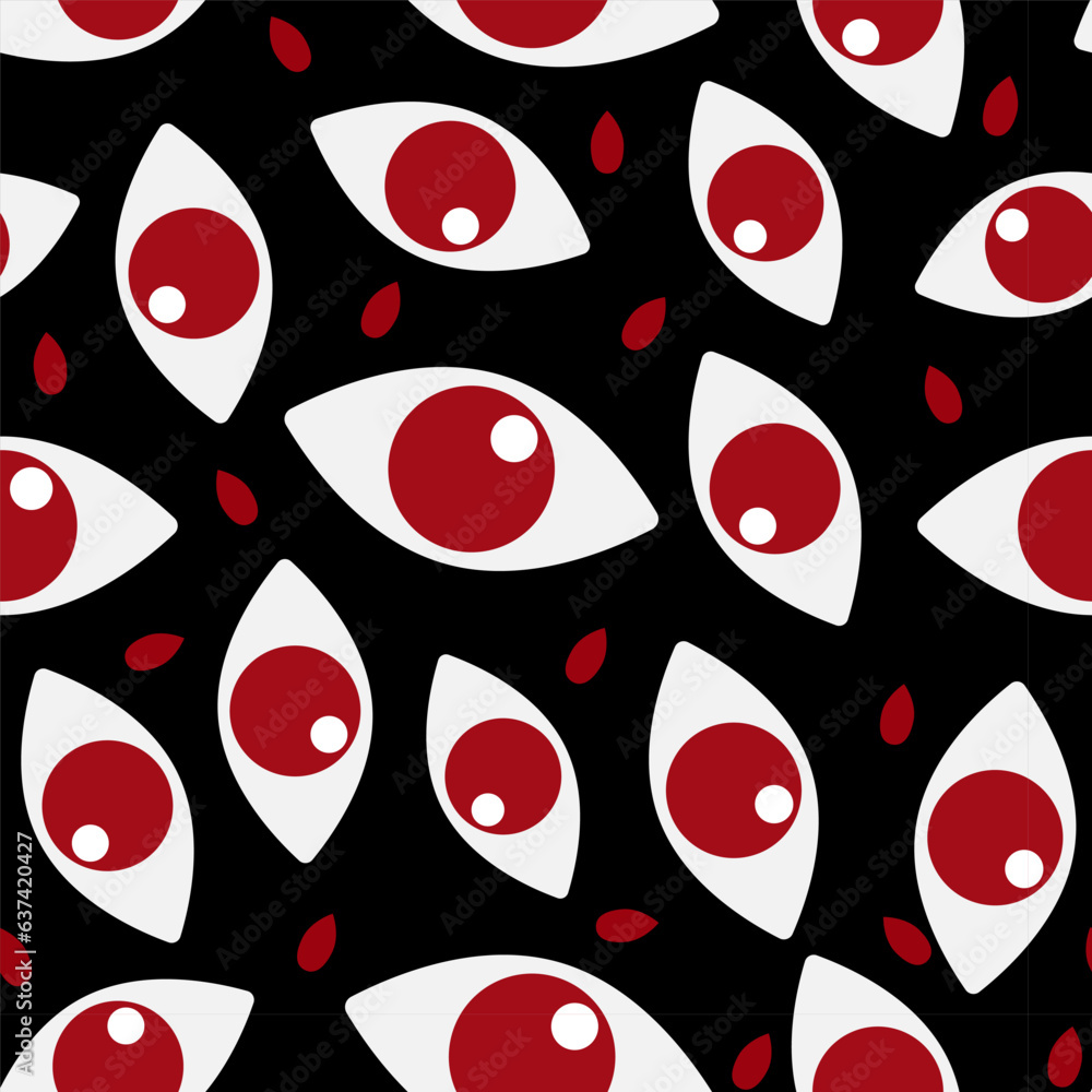 red eyes on a black background, seamless pattern red eyes on a black background, seamless pattern