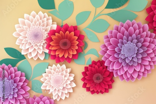 Colorful floral arrangement hanging on a wall Generative AI © HalilKorkmazer