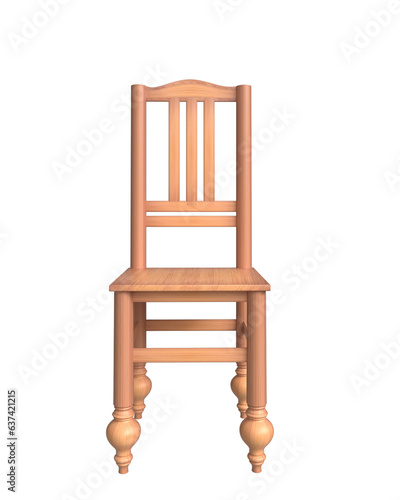 3d wooden chair on white background, 3d furniture rendered  photo