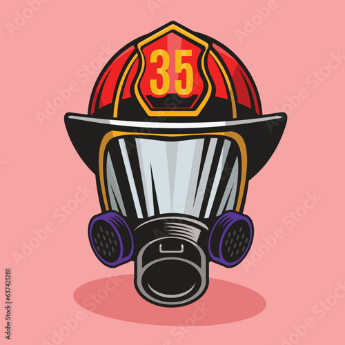 illustration of a fire officer helmet