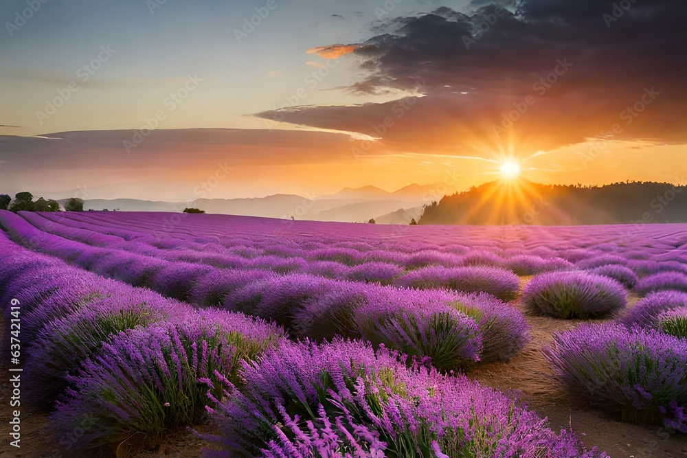 lavender field at sunrise