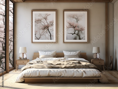 bedroom with bed in Japanese style 