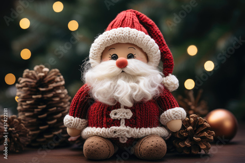 Handmade crocheted red Santa Claus decoration 