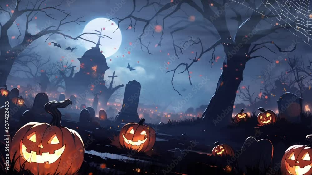 halloween night scary animation looping video animated background
