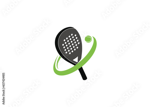 Racket ball padel logo design vector