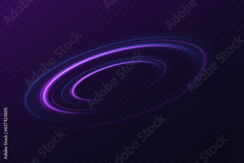 Radial color spirals. Acceleration speed motion on night road. Bright sparkling background. Lines in the shape of a comet against a dark background. The effect of energy and speed. Vector.