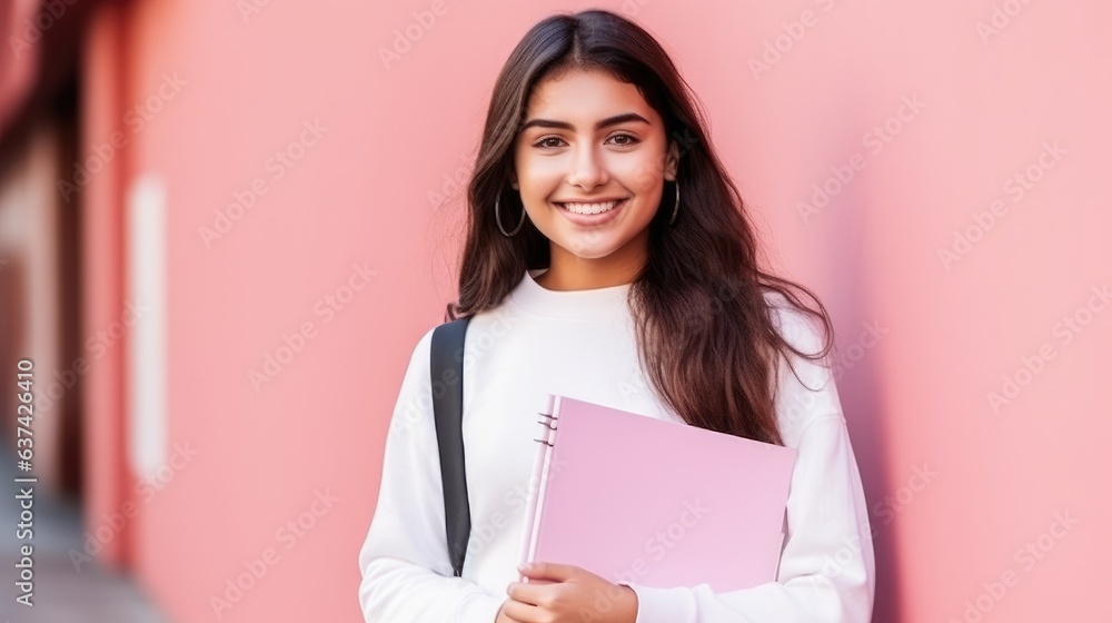 A schoolgirl holding a notebook A schoolgirl holding a notebook