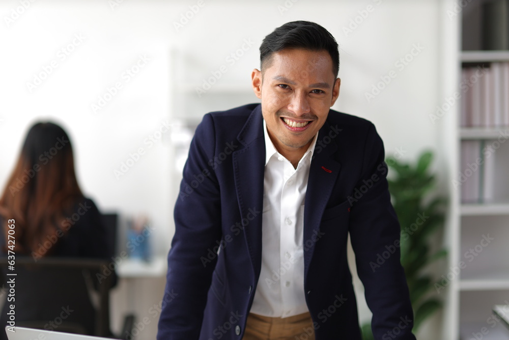 Portrait of a middle-aged businessman working in the office. Portrait of a middle-aged businessman working in the office.