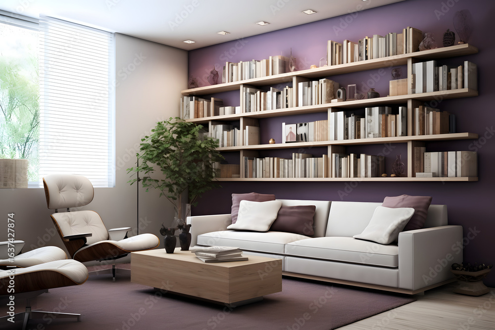 Inspiring a neat and beautiful minimalist reading room in purple Inspiring a neat and beautiful minimalist reading room in purple