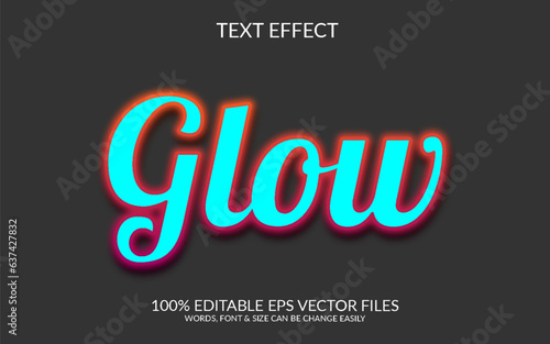 Glow Fully editable vector 3d text effect