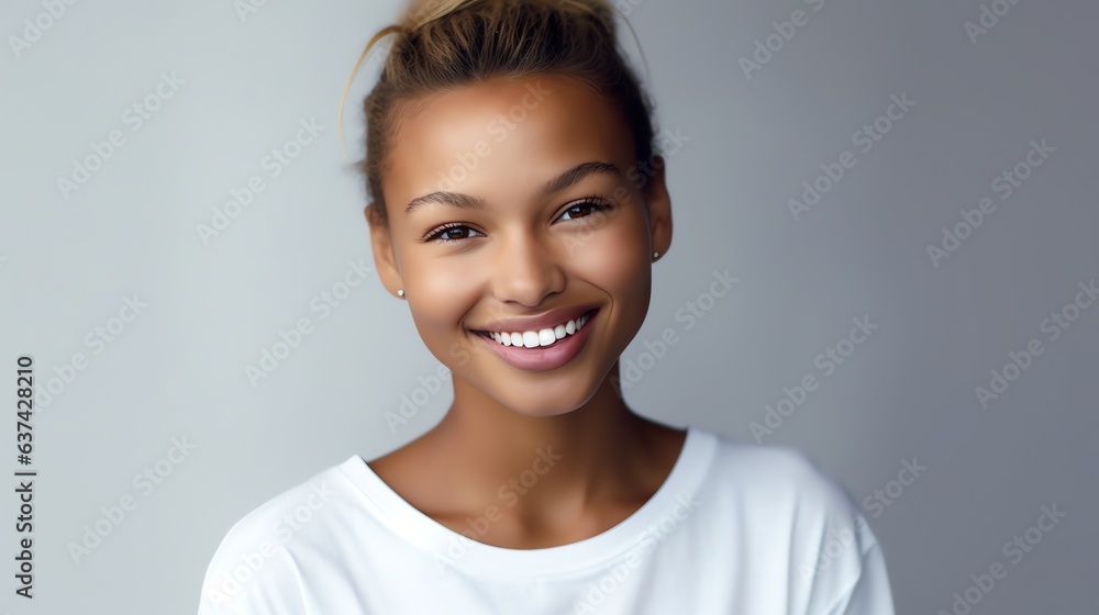 Portrait of an Happy Female Model with a radiant smile Portrait of an Happy Female Model with a radiant smile