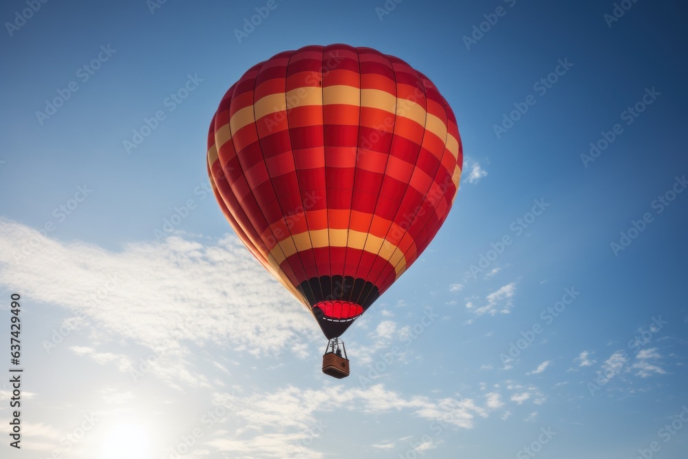 Naklejka premium A vibrant hot air balloon soaring through the sky