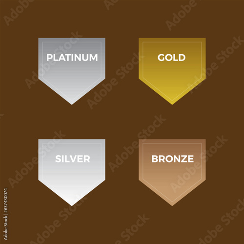 Platinum, gold, silver, and bronze scalable vector icons - badges, medal design