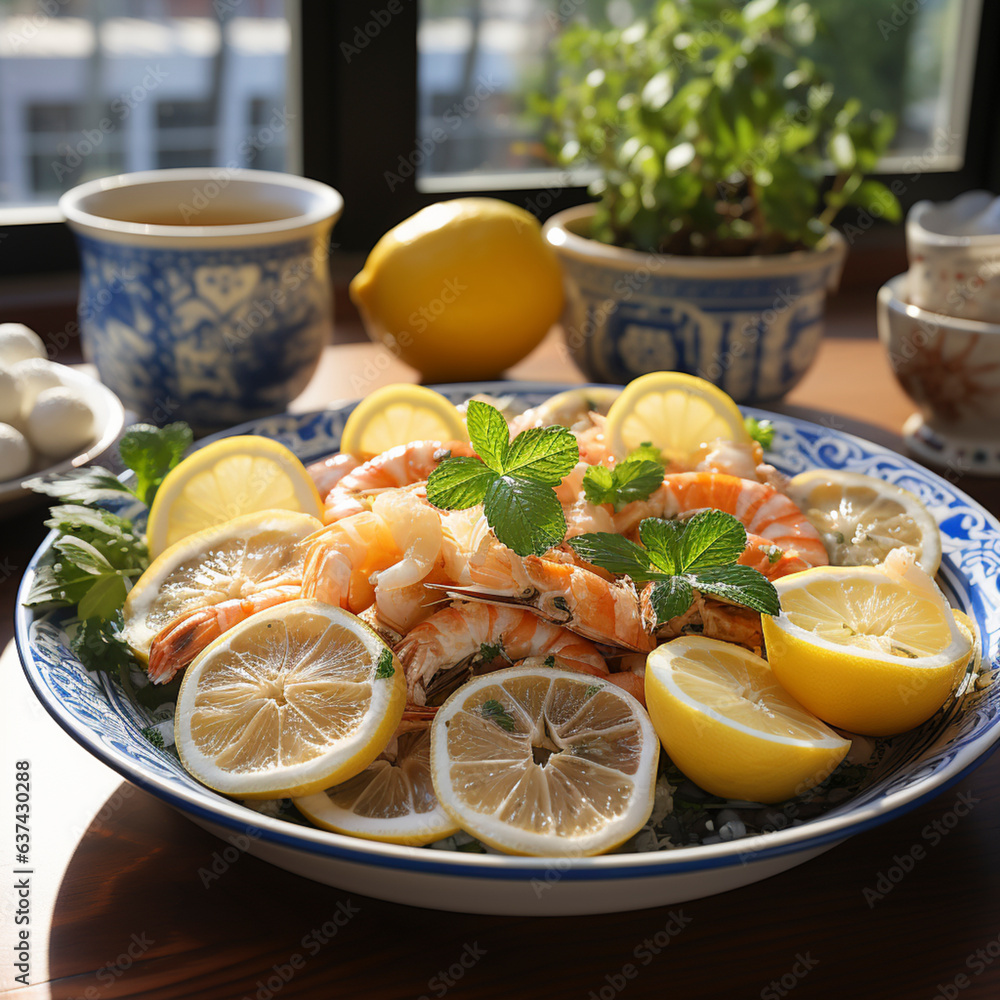 seafood platter with lobster and shrimp, AI generated seafood platter with lobster and shrimp, AI generated
