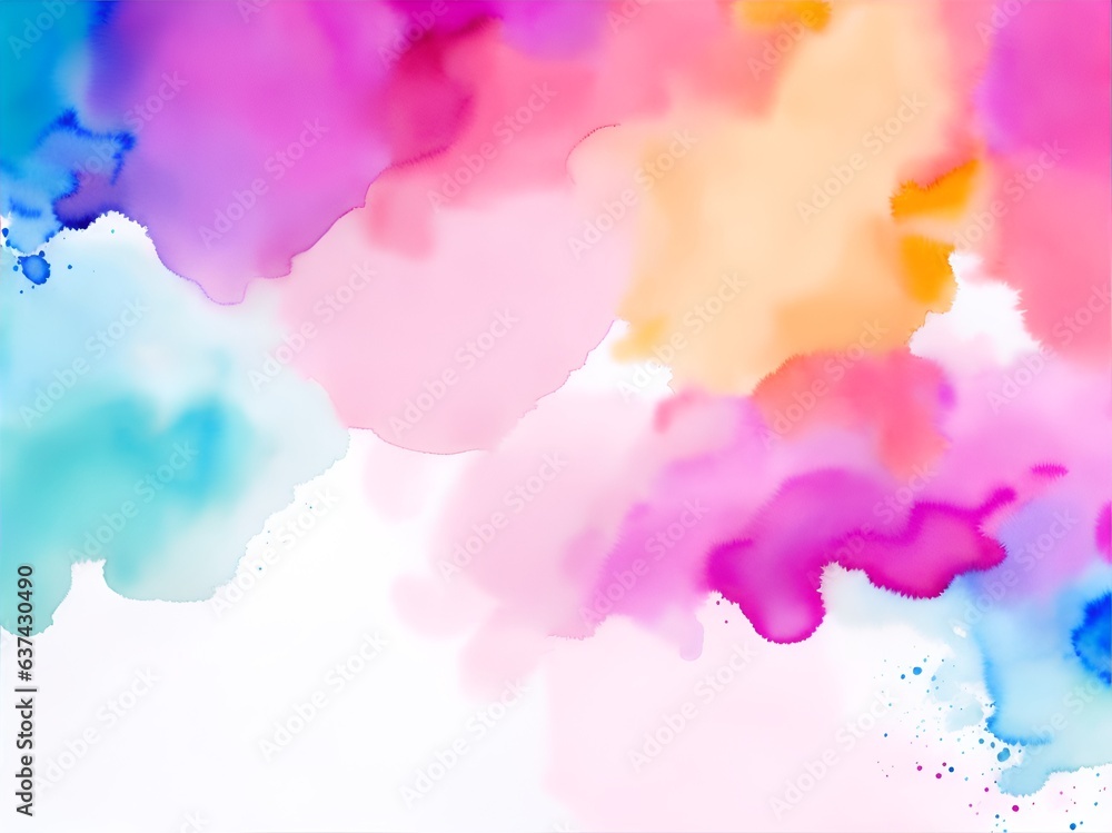 watercolor multicolored background on white
