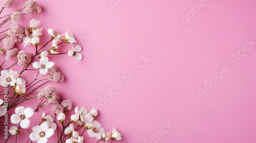 Floral Beauty Set Against a Pink Backdrop with Copy space