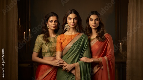 Beautiful Indian models in traditional Indian sarees.