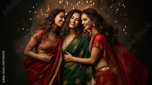 Beautiful Indian models in traditional Indian sarees.